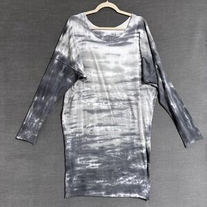 PJ Harlow Gown Tunic Dress M Gray White Tie Dye Rock Cotton Lounge Soft USA Made